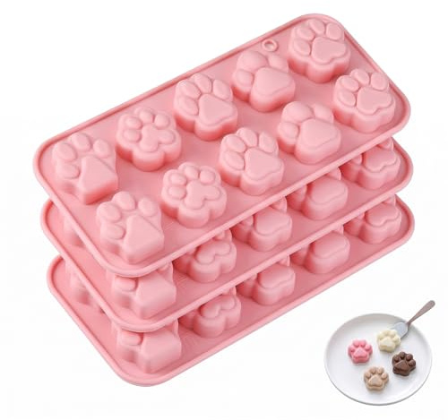 ITCGOB Set di 3 Stampi in Silicone a Forma di Zampa di Gatto, 10 Cavità per Stampo, Stampini Antiaderenti per Cioccolatini, Caramelle, Biscotti e Decorazioni Dolci, Flessibili e Senza BPA
