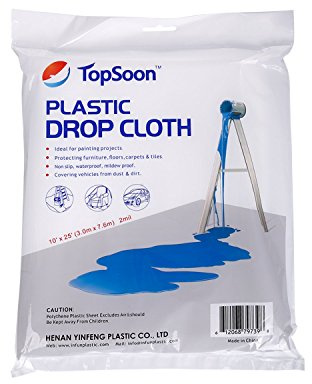 TopSoon Protezione antipolvere decorativa in plastica spessa resistente, extra large, 3,7 x 7,6 m, trasparente, impermeabile, protezione antipolvere per vernice e fogli di plastica impermeabili per