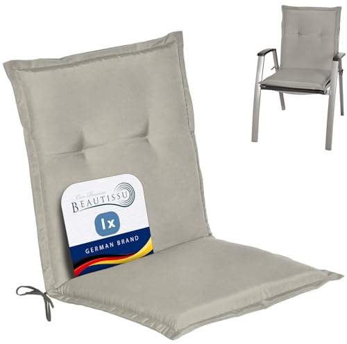 Beautissu Coussin extérieur Jardin pour Chaise Loft NL - 100x50x6cm Gris Clair – Coussin Bas Dossier – Coussin Chaise Jardin de Haute qualité