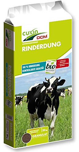 CUXIN DCM Fumier de bétail – Fumier de bovin séché – Fumier solide – Engrais bio et organique – Engrais de jardin – Pour légumes et jardins d'ornement – 20 kg