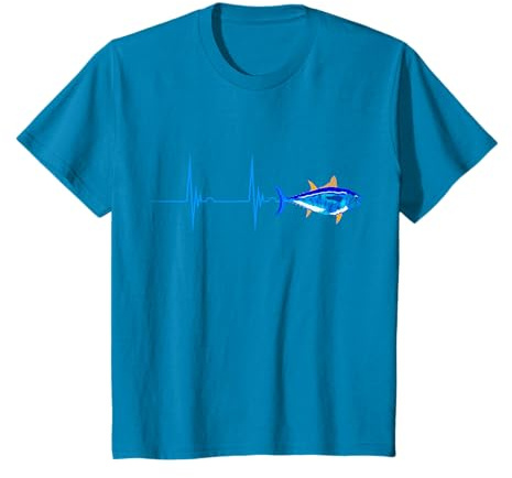 Bluefin Thon Heartbeat EKG Pulseline T-Shirt de pêche en mer Profonde T-Shirt
