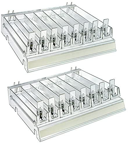 Azar Displays 225830-8COMP-CLR 8 Compartment Divider Bin Cosmetic Tray with Pushers - 8 Slots per Tray, 2-Pack, Clear