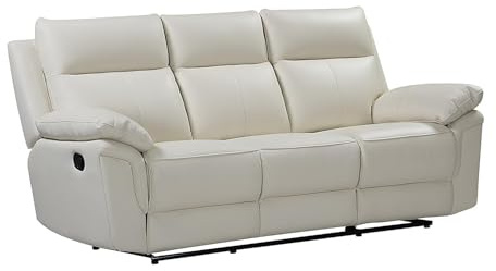 Vente-unique - Divano relax 3 posti Pakita - pelle - avorio