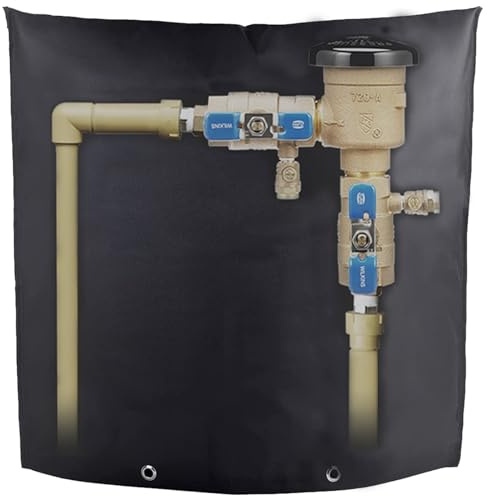 Backflow Preventer Cover Insulation Protection Pouch Winter Pipe Insulation Irrigation Valve Box Cover Sprinkler Valve Cover Backflow Valve Cover Well Pump Cover (24''W✖24''H Black)