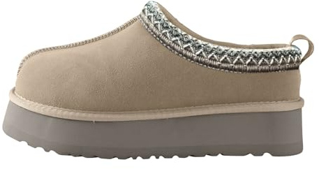 SOOUICKER Pantofole da donna con plateau, mini stivali da donna, vestibilità larga, foderati in pelliccia soffice, invernali, pantofole da casa da donna per esterni, cachi, 38.5 EU
