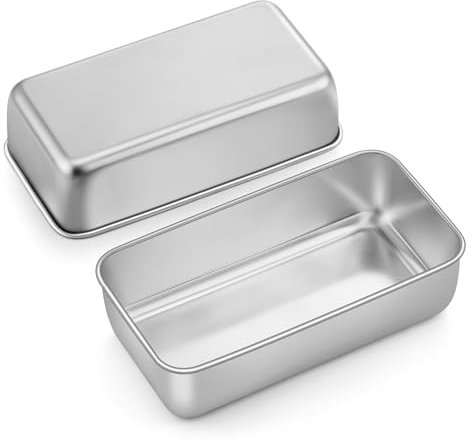 Onader Brotbackform 2er-Set, Edelstahl Rechteckig Toastbrot Backform Kastenform Perfekt für Brot und Kuchen, Spülmaschinenfest & Gesund, 23,5 x 12,5 x 6,5 cm