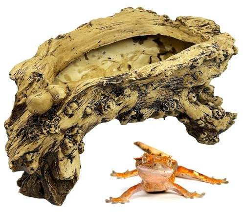Hamiledyi Nascondere per rettili, in resina, corteccia, rettili, tronco d'albero, nascondiglio, accessori per serbatoi di gechi, decorazione per terrario per eremiti, granchi, leopardo, geco,