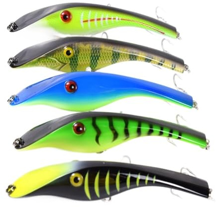 HUFFA 5 Stück 14 cm 43 G sinkender Jerkbait-Angelköder, lebensechte Schwimmbewegung, Jerkbait für Hecht, Moschus, Barsch, Angeln