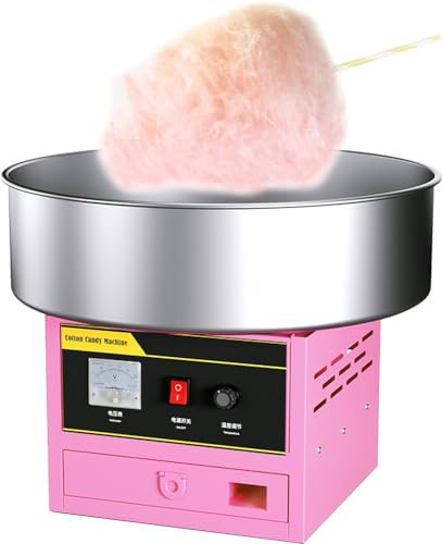 1200W Commercial Cotton Candy Machine, Professional Cotton Candy Maker, Electric Candy Floss Maker for Birthday Party, Silver (Color:Pink)