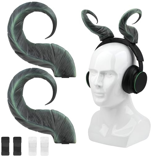 Geekria 3D Printed Large Demon Horns for Over-Ear Headphones, Gothic Devil Ears Attachment for Cosplay Halloween