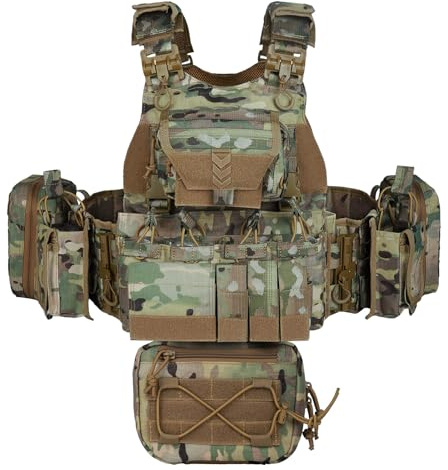 YAKEDA Outdoor Training Vest With PALS System MultiFunctional MOLLE Quick Release Vest- For Hiking, Camping Training (US, Alpha, One Size, Regular, Regular, CP)