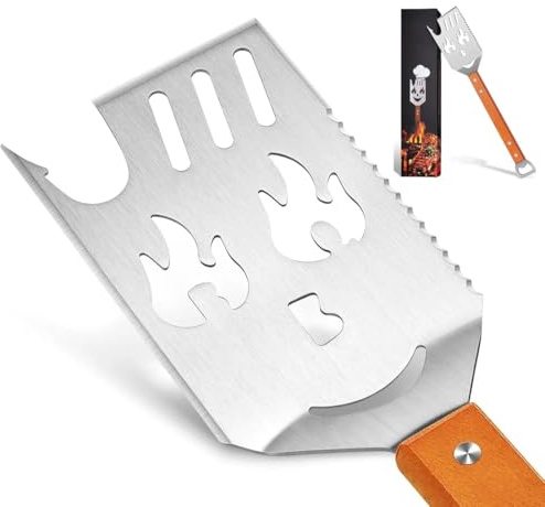 Spatola Barbecue 6 in 1, Utensili Barbecue Unici, Accessori Barbecue per Campeggio Esterno, Accessori per Barbecue in Acciaio Inossidabile, i migliori regali per barbecue per uomini unici