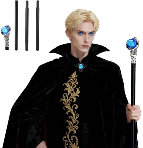 FiveMileBro Scettro Gotico - Bastone da Strega per Bambini, Halloween Bastone da Passeggio Gotico Accessorio Costume, Cosplay Vampiro e Faraone con Bacchetta Magica per Festa (Blu)