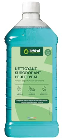 LE VRAI PROFESSIONNEL - Nettoyant Sol Multi Surface - 6 x 1L - Produit Ménager Maison - Autolaveuse - Parfum Perle d'eau - Fabrication Française