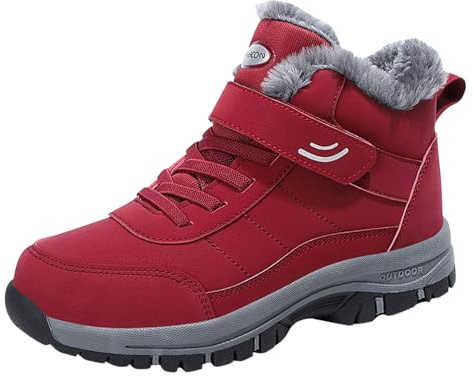 Generisch Scarpe invernali da uomo con calda imbottitura, scarpe da neve da uomo, leggere, morbide e invernali, antiscivolo, scarpe da ginnastica invernali, Colore: rosso, 45 EU