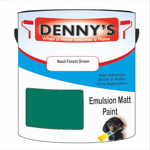 Premium Interior Wall & Ceiling Emulsion Paint – Basil Forest Green – Rich Matt Finish, Durable & Washable, Low Odour, Ideal for Living Rooms, Bedrooms & Hallways (250ML Tin)