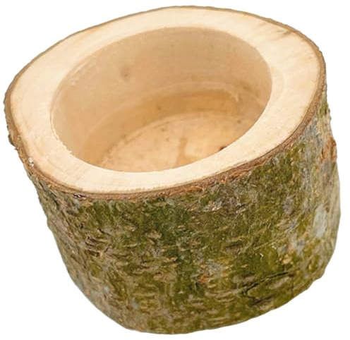 UKCOCO Plato de Comida para Hámster de Madera Natural, Tazón Compacto para Mascotas Pequeñas como Conejillos de Indias y Chinchillas, Comedero Seguro, Lavable y Duradero para