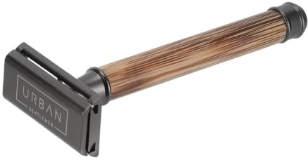 Urban Gentlemen Double Edge Safety Razor for Men, Bamboo Handle Safety Razor, Reusable Eco Friendly Wet Shaving Razor, Premium Black Manual Razor for Close & Smooth Shave
