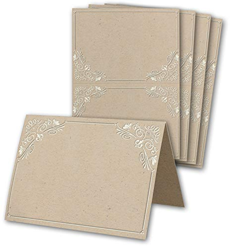 50 Vintage Tarjetas de mesa de papel de estraza Ornament DIN A7 – plegable de tarjetas 7,4 x 10,5 cm imprimibles – Nombre de kärtchen – Mesa decorativa – de glüxx en su Agent