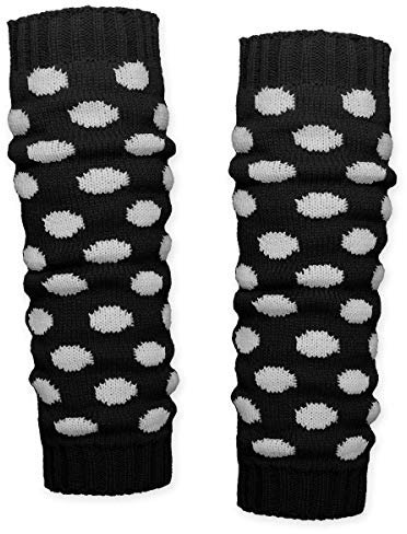 Soul-Cats Paar Grobstrick Bein Stulpen mit Punkten in der Farbkombination schwarz mit weißen Punkten