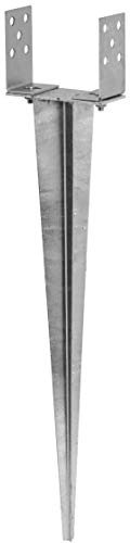 ADGO Pfostenträger 0-120mm x 750mm Zaunpfostenträger feuerverzinkt Einschlaghülse Pfostenträger Bodenhülse Einschlaghülse Pfostenträger Stahl silber