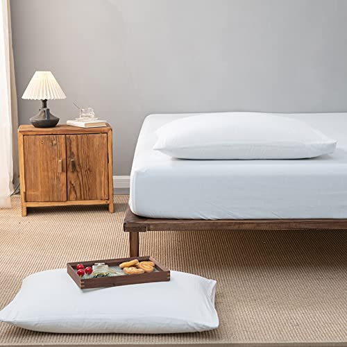 Spannbettlaken Reines Weiß 180 x 220 cm Microfaser Bettlaken für bis 30cm Matraze atmungsaktiv Spannbetttuch für Mädchen Jungen Baumwolle