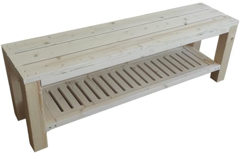 TOTAL WOOD 2012 Panchina in Legno Porta Scarpe Con Ripiano Inferiore Interno Scarpiena Panca con Vano Panca Spogliatoio Legno Naturale Anche Su Misura (100x38.5x50)