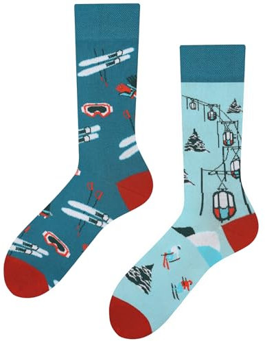 TODO Lustige Ski Socken mit Skifahren Motiv, Ski Motiv Socken Herren und Damen (Socken Ski 43-46)