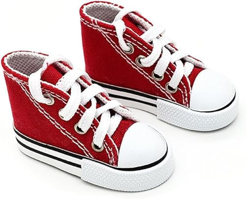 Uteruik Puppenschuhe, Segeltuchschuhe mit Schnürsenkeln, für 60 cm große Puppen, 1/3 Puppenkleidung, Zubehör, 7,5 x 3 x 4,5 cm, Rot