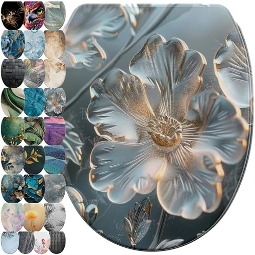 Sanilo WC Sitz mit Absenkautomatik & Schnellverschluss, Toilettendeckel per Knopfdruck abnehmbar, einfache Montage von oben (Frostia)