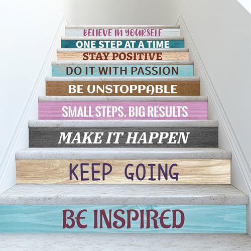 PLIGREAT 15 strisce motivazionali con frasi adesive per scale, adesivi per scale e scale in legno, decorazione per gradini, casa, hotel