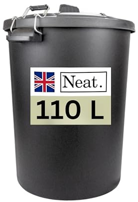 NeatPlastics Dustbin 110 L, Large Dustbin for Garden with Heavy-Duty Weather Resistant and Food Grade Material, Trash Can Garbage Bin With 2 Clip Locking Lid for Indoor & Outdoor Waste, Pack of 1