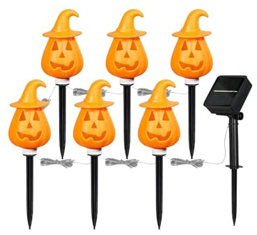 Huasean Luces Solares De Calabaza para Exterior | Decoración Impermeable De Jardín para Halloween - Naranja Ajustables para Insertar En Tierra Decoración De Jardín para Exterior Jardín Césped Porche