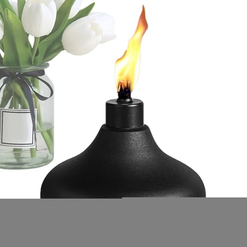 Garrafa de antorcha - combustible citronella de repuesto con y techo | Terraza exterior Cubierta de patio quemador de metal para césped, terraza, patio trasero, jardín, impermeable, potente