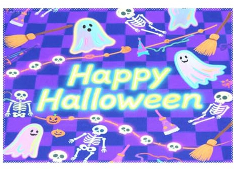 Halloween Blue and Black Pumpkin Linen placemats for Dining Table placemats Easy to Clean Waterproof underplate mat Christmas 12 x 18 1 Pack Indoor&Outdoor