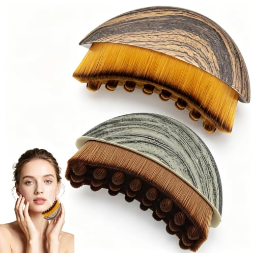 2PCS Lymphatic Drainage Brush, Lymphatic Contour Face Brush, Facial Dry Brushing Brushes, Gua Sha Guasha Cleansing Brushes Massager for Face & Body, Chin & Jawline Sculpting Fatigue Relief