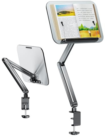 Dioche Support de Livre de Bureau, Support de Livre de Bureau pour la Lecture – Hauteur et Angle Réglables, Conception en Porte-à-faux Rotatif à 360°, adapté aux Livres, Ordinateurs Portables et