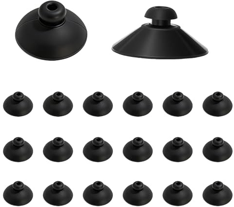 Small Suction Cups, 28mm Fish Bowl Tools Lid Clips Sucker, 20 Pcs, Black | Flexible Rubber Material, Strong Glass Adhesion, Easy Reposition, Suitable for Fish Tanks, Aquariums and Air Lines