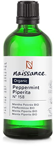 Naissance Aceite Esencial de Menta Piperita BIO (No. 158) - 100ml - Certificado Ecológico, Puro, Vegano, No Diluido - Para Relajación, Aromaterapia, Cuidado del Cuerpo, Difusor, Humificador
