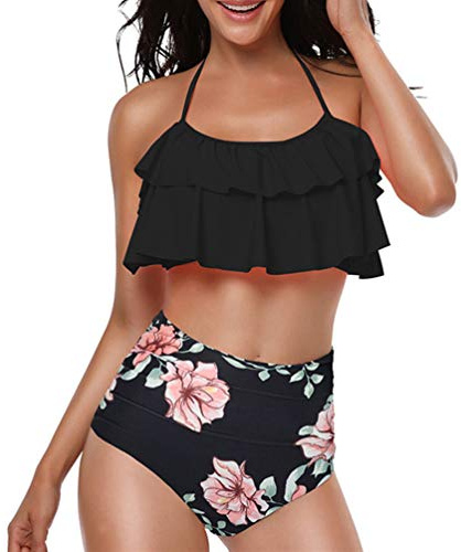 TEERFU Badkläder för kvinnor hög midja vadderad halterneck strand baddräkt bikiniset