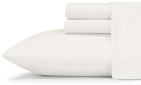 Eddie Bauer - Twin Bed Sheets, Breathable Bedding Set with Matching Pillowcase, Perfect for Warm Sleepers, Dorm Essentials (Jersey Knit White)