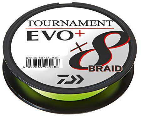 Daiwa Tournament X8 Braid EVO+ 0,16mm 135m Chartreuse geflochtene Angelschnur
