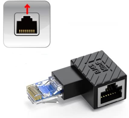 innov8 90 Degree RJ45 Male to Female Extension Cat5 Cat6 Lan Network Connector Ethernet Adapter for Computers, Laptops, Routers (Left Angle)