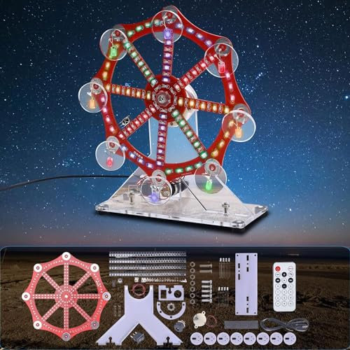 DONGKER Löt Bausatz DIY Riesenrad Modell, Bunte LED Leuchten Übungs kit, Rotierendes LED Riesenrad, DIY Lötprojekt Kit für Studenten und Heimwerker, Elektronik und Löten Lernen üben