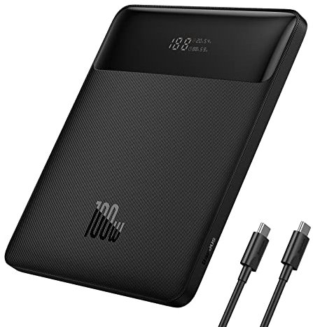 Baseus Power Bank, Powerbank 20000mah 100W Slim Laptop Powerbank USB C Digitalanzeige Schnelllade Externe Handyakkus für Laptop, MacBook Air, Dell, IPad, HP, iPhone, Samsung, Switch, ROG Ally