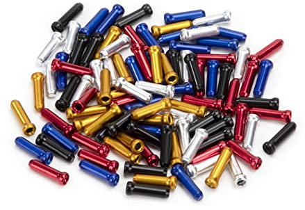 QIMEI-SHOP Endkappen Bremszug Fahrrad Endhülsen Schaltzug Endkappen für Bremsseil Schaltseil 20 Stück in Gold, Silber, Blau, Rot, Schwarz