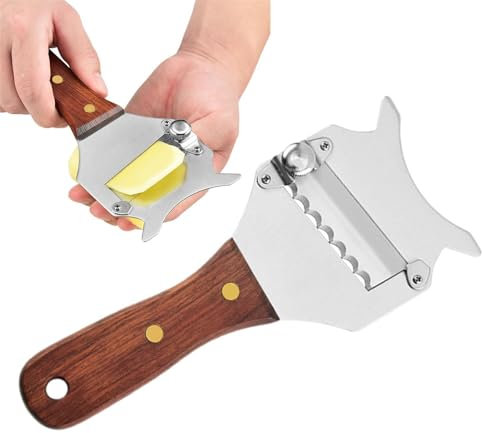 COMFOLIVING Truffle Cutter, Cheese Razor | Truffle Grater and Chocolate Cutter with Wooden Handle - Adjustable Chocolate Slicing Tool, Dishwasher Safe