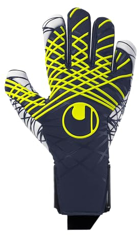 uhlsport Fußball Torwarthandschuhe Prediction Ultragrip - ultimativer Grip - für Kinder und Erwachsene, Marine/weiß/Fluo gelb, 10