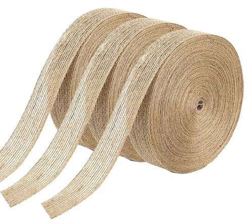 3 rullar juteband burlap vintage juteband dekoband presentband, säckväv band natur, presentband jul för gör-det-själv hantverk jul förpackning, bröllop, bukett (brun, 2 cm x 10 m)