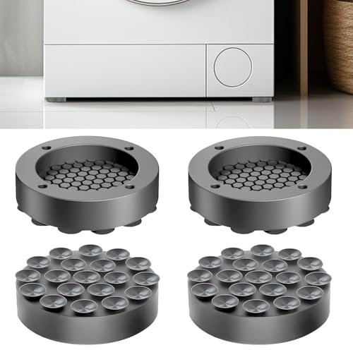 Schwingungsdämpfer Waschmaschine, 4 Stück Waschmaschine Unterlage Universal Anti Vibrationsdämpfer Gummi Antivibrationsmatte Waschmaschinen Dämpfer Antirutschmatte Füße für Kühlschrank (Grau)